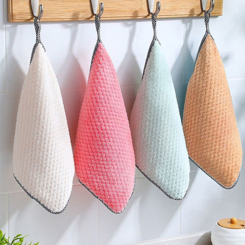 40 PCS ผ้าเช็ดมือ Hangable Dishcloth Kitchen Rag Non-Stick ผ้าขนหนูดูดซับน้ำมัน
