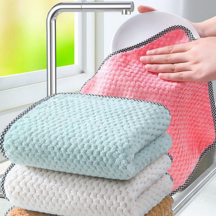 40 PCS ผ้าเช็ดมือ Hangable Dishcloth Kitchen Rag Non-Stick ผ้าขนหนูดูดซับน้ำมัน