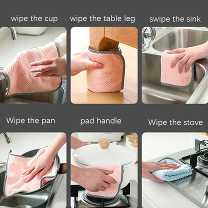 40 PCS ผ้าเช็ดมือ Hangable Dishcloth Kitchen Rag Non-Stick ผ้าขนหนูดูดซับน้ำมัน