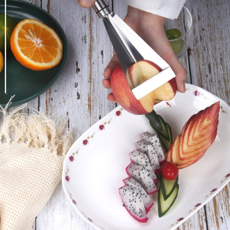 2 PCS ครัวเรือนสแตนเลสมีดแกะสลักผลไม้ Shaper เครื่องตัดผักรูปดอกไม้, Carving Knife