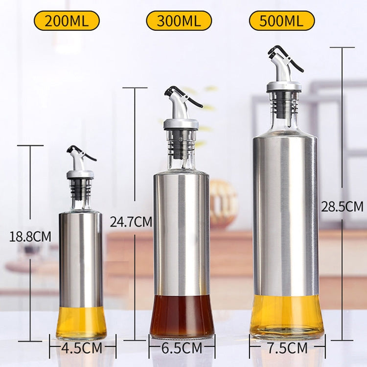 4 PCS สแตนเลสแก้วน้ำมันขวดครัวกดขวดปรุงรส, 200ml, 300ml, 500ml