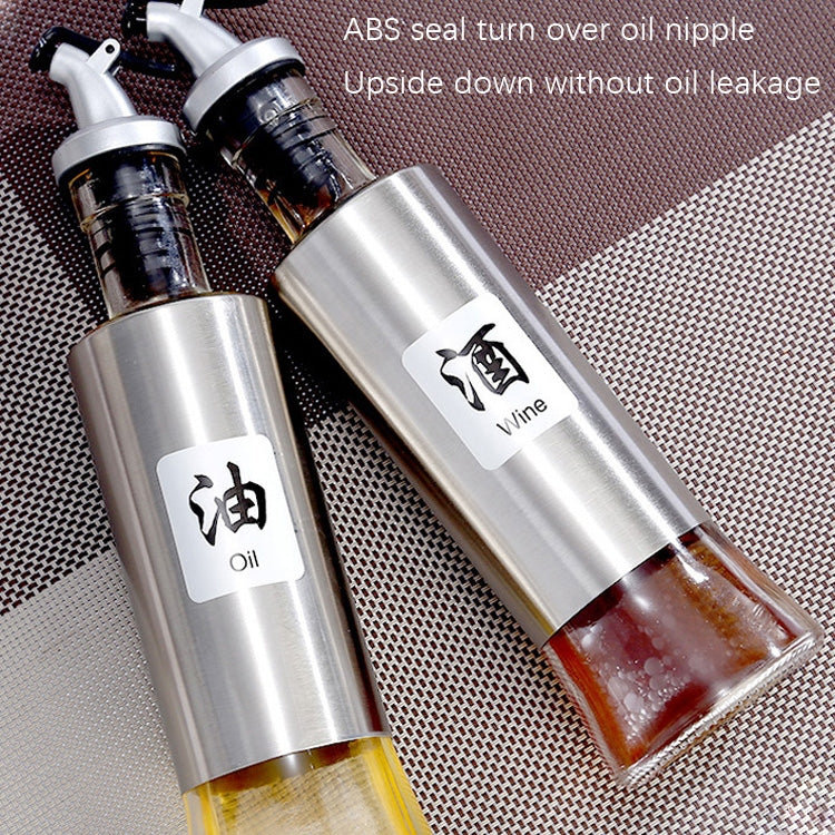 4 PCS สแตนเลสแก้วน้ำมันขวดครัวกดขวดปรุงรส, 200ml, 300ml, 500ml