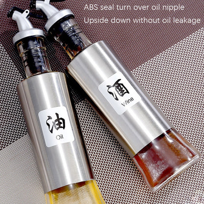 4 PCS สแตนเลสแก้วน้ำมันขวดครัวกดขวดปรุงรส, 200ml, 300ml, 500ml
