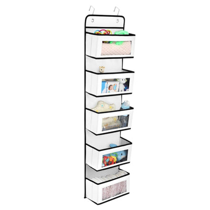 กระเป๋าแขวนเก็บของหลังประตูแบบไม่ทอ 5 ชั้น, Five-Layer Non-Woven White, Five-Layer Non-Woven Blue