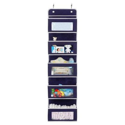 กระเป๋าแขวนเก็บของหลังประตูแบบไม่ทอ 5 ชั้น, Five-Layer Non-Woven White, Five-Layer Non-Woven Blue
