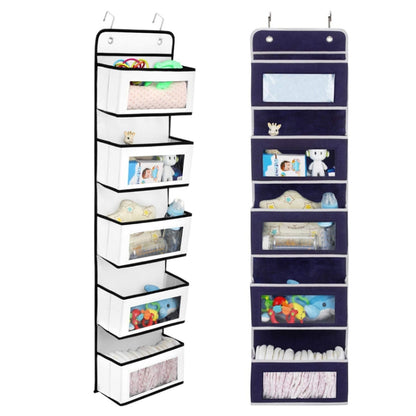 กระเป๋าแขวนเก็บของหลังประตูแบบไม่ทอ 5 ชั้น, Five-Layer Non-Woven White, Five-Layer Non-Woven Blue