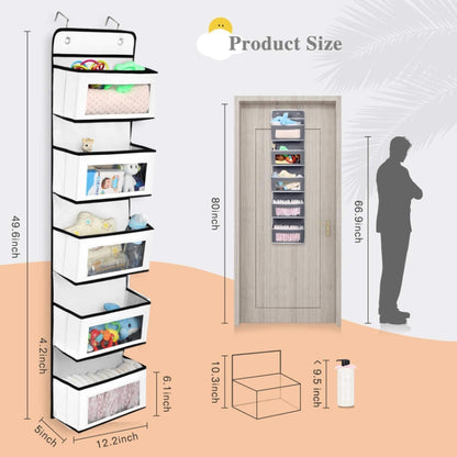 กระเป๋าแขวนเก็บของหลังประตูแบบไม่ทอ 5 ชั้น, Five-Layer Non-Woven White, Five-Layer Non-Woven Blue