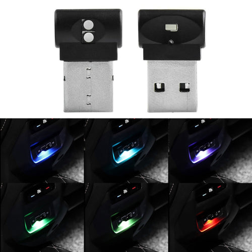 2 PCS Car USB Atmosphere Light LED ไฟประดับตกแต่ง, Colorful Adjustable