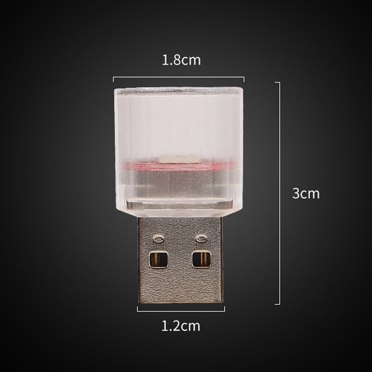 10 PCS รถตกแต่ง USB Universal LED Atmosphere Lamp, White, Ice Blue, Purple, Red, Yellow, Deep Blue, Colorful Flash, Colorful Slow Flash