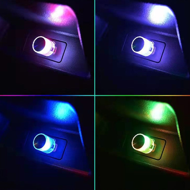 10 PCS รถตกแต่ง USB Universal LED Atmosphere Lamp, White, Ice Blue, Purple, Red, Yellow, Deep Blue, Colorful Flash, Colorful Slow Flash