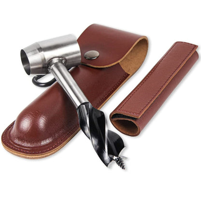 สว่านมืองานไม้ สว่านเจาะรอดกลางแจ้ง สว่านมือสกรู, With PU Leather Case (Gray), With Cowhide Case (Brown)
