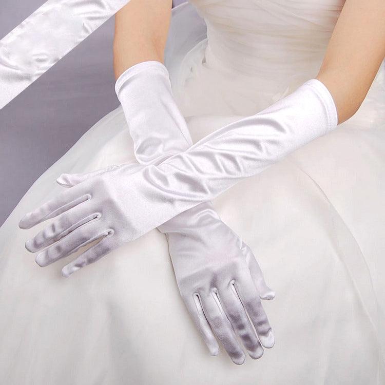ถุงมือเจ้าสาว Satin Long Vintage Travel Sunscreen Dress ถุงมือแต่งงาน
