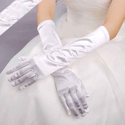 ถุงมือเจ้าสาว Satin Long Vintage Travel Sunscreen Dress ถุงมือแต่งงาน
