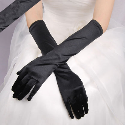 ถุงมือเจ้าสาว Satin Long Vintage Travel Sunscreen Dress ถุงมือแต่งงาน
