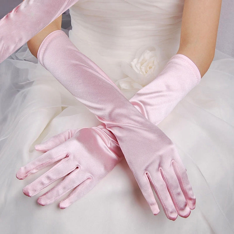 ถุงมือเจ้าสาว Satin Long Vintage Travel Sunscreen Dress ถุงมือแต่งงาน