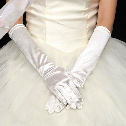 ถุงมือเจ้าสาว Satin Long Vintage Travel Sunscreen Dress ถุงมือแต่งงาน