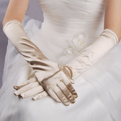ถุงมือเจ้าสาว Satin Long Vintage Travel Sunscreen Dress ถุงมือแต่งงาน