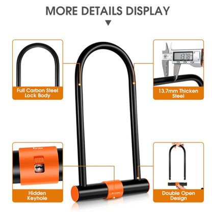 จักรยาน WEST BIKING Carbon Steel Anti-Shear Anti-Theft U-Lock, Only Lock, Lock+Cable
