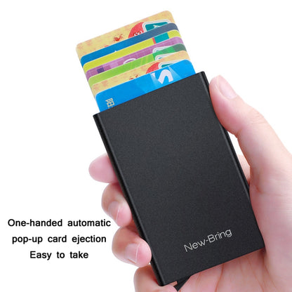 NEWBRING Metal Wallet Automatic Pop-up Anti-degaussing Card Holder, Black, Grey, Black With Back Stickers, Gray With Back Stickers
