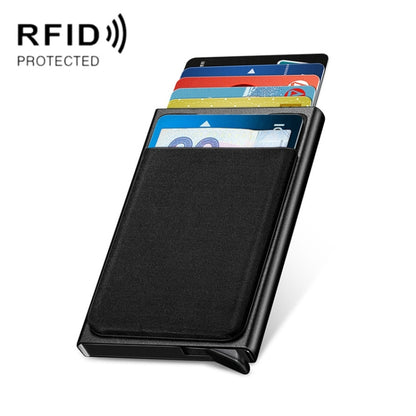 NEWBRING Metal Wallet Automatic Pop-up Anti-degaussing Card Holder, Black, Grey, Black With Back Stickers, Gray With Back Stickers