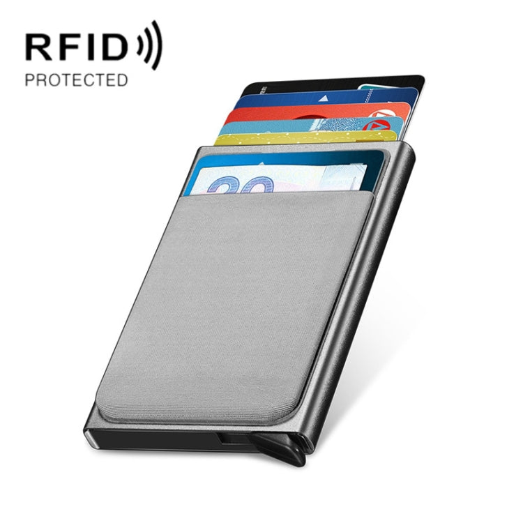 NEWBRING Metal Wallet Automatic Pop-up Anti-degaussing Card Holder, Black, Grey, Black With Back Stickers, Gray With Back Stickers