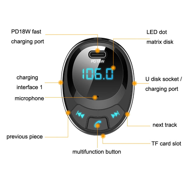 BT09 Car Bluetooth MP3 Digital Display เครื่องชาร์จ USB คู่, BT09