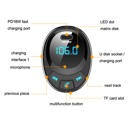 BT09 Car Bluetooth MP3 Digital Display เครื่องชาร์จ USB คู่, BT09