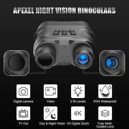กล้องส่องทางไกล APEXEL Night Vision พร้อมบันทึกวิดีโอกล้องโทรทรรศน์อินฟราเรด HD สำหรับล่าสัตว์, APL-NV008