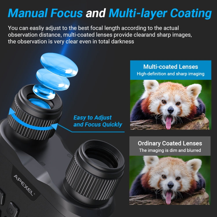 กล้องส่องทางไกล APEXEL Night Vision พร้อมบันทึกวิดีโอกล้องโทรทรรศน์อินฟราเรด HD สำหรับล่าสัตว์, APL-NV008