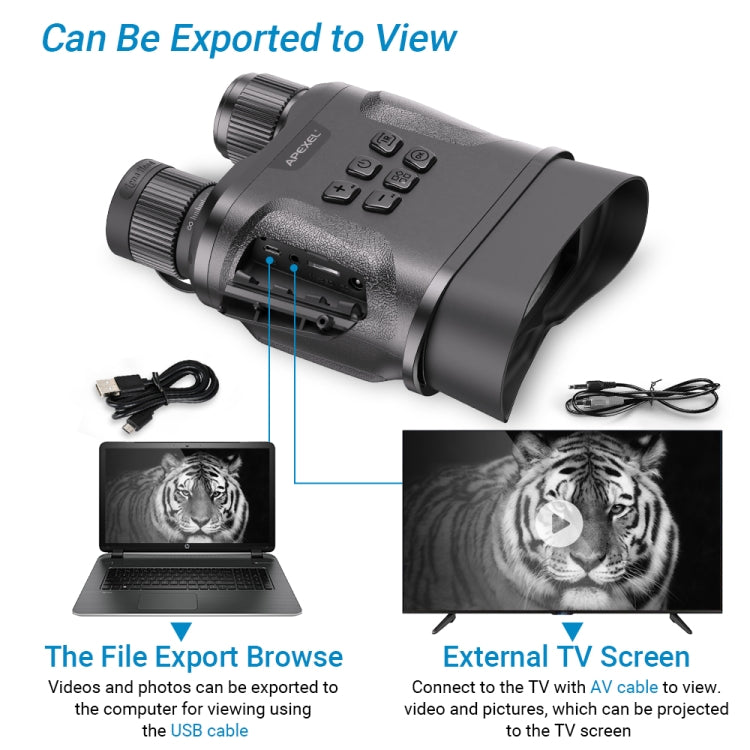 กล้องส่องทางไกล APEXEL Night Vision พร้อมบันทึกวิดีโอกล้องโทรทรรศน์อินฟราเรด HD สำหรับล่าสัตว์, APL-NV008