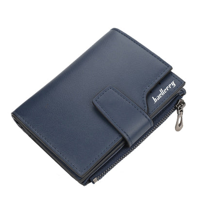 Baellerry N5013 กระเป๋าสตางค์ผู้หญิงทรงครอป มีช่องใส่บัตรหลายช่อง ซิปหัวเข็มขัด กระเป๋าใส่เหรียญ, Purple, Navy Blue, Black, Pink, Jujube Red, Gray Green, Grey, Brown, Dark Pink, Light Blue