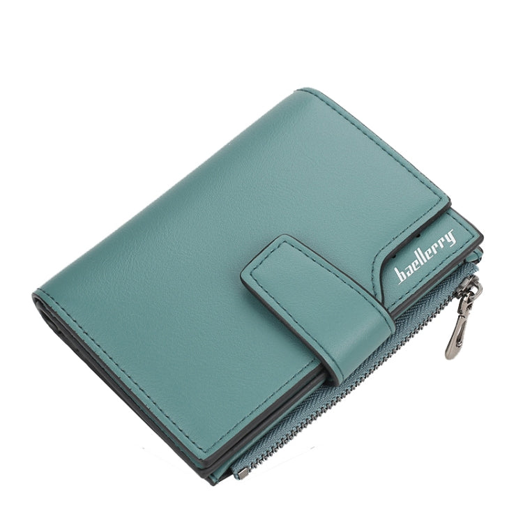 Baellerry N5013 กระเป๋าสตางค์ผู้หญิงทรงครอป มีช่องใส่บัตรหลายช่อง ซิปหัวเข็มขัด กระเป๋าใส่เหรียญ, Purple, Navy Blue, Black, Pink, Jujube Red, Gray Green, Grey, Brown, Dark Pink, Light Blue