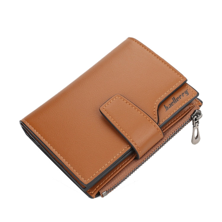 Baellerry N5013 กระเป๋าสตางค์ผู้หญิงทรงครอป มีช่องใส่บัตรหลายช่อง ซิปหัวเข็มขัด กระเป๋าใส่เหรียญ, Purple, Navy Blue, Black, Pink, Jujube Red, Gray Green, Grey, Brown, Dark Pink, Light Blue