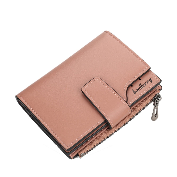 Baellerry N5013 กระเป๋าสตางค์ผู้หญิงทรงครอป มีช่องใส่บัตรหลายช่อง ซิปหัวเข็มขัด กระเป๋าใส่เหรียญ, Purple, Navy Blue, Black, Pink, Jujube Red, Gray Green, Grey, Brown, Dark Pink, Light Blue