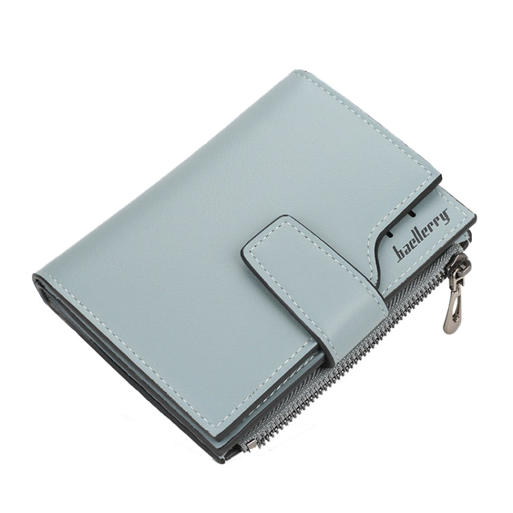 Baellerry N5013 กระเป๋าสตางค์ผู้หญิงทรงครอป มีช่องใส่บัตรหลายช่อง ซิปหัวเข็มขัด กระเป๋าใส่เหรียญ, Purple, Navy Blue, Black, Pink, Jujube Red, Gray Green, Grey, Brown, Dark Pink, Light Blue