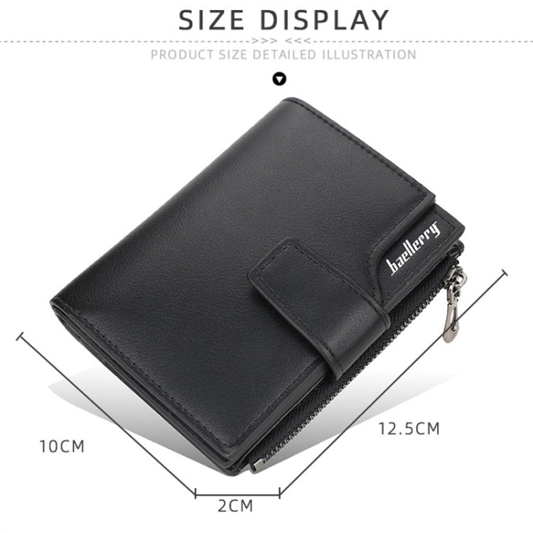 Baellerry N5013 กระเป๋าสตางค์ผู้หญิงทรงครอป มีช่องใส่บัตรหลายช่อง ซิปหัวเข็มขัด กระเป๋าใส่เหรียญ, Purple, Navy Blue, Black, Pink, Jujube Red, Gray Green, Grey, Brown, Dark Pink, Light Blue