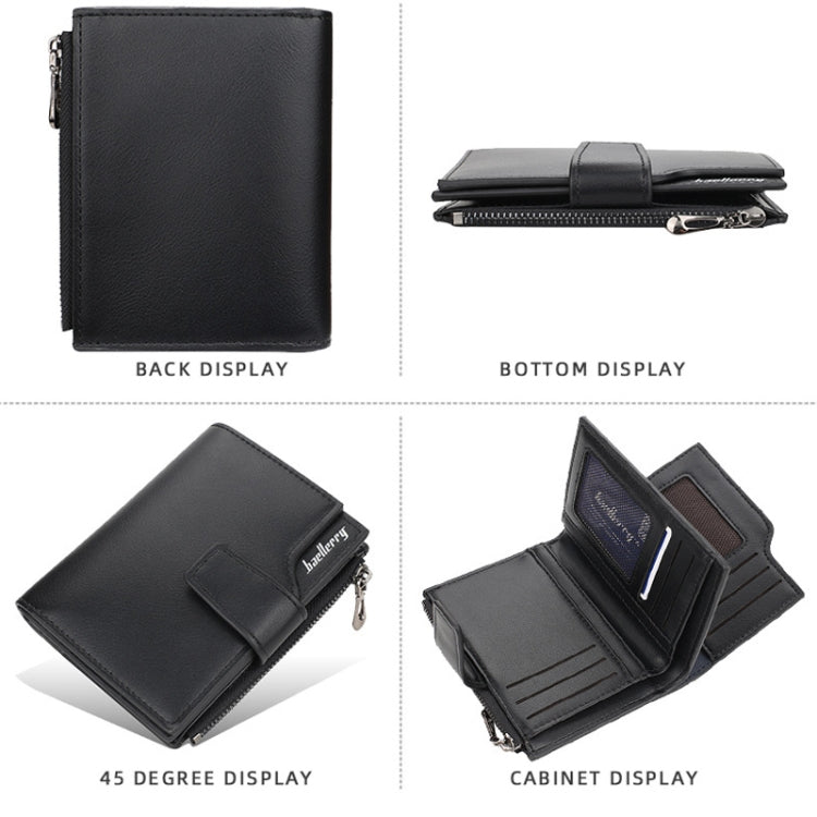 Baellerry N5013 กระเป๋าสตางค์ผู้หญิงทรงครอป มีช่องใส่บัตรหลายช่อง ซิปหัวเข็มขัด กระเป๋าใส่เหรียญ, Purple, Navy Blue, Black, Pink, Jujube Red, Gray Green, Grey, Brown, Dark Pink, Light Blue