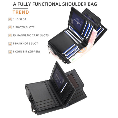 Baellerry N5013 กระเป๋าสตางค์ผู้หญิงทรงครอป มีช่องใส่บัตรหลายช่อง ซิปหัวเข็มขัด กระเป๋าใส่เหรียญ, Purple, Navy Blue, Black, Pink, Jujube Red, Gray Green, Grey, Brown, Dark Pink, Light Blue