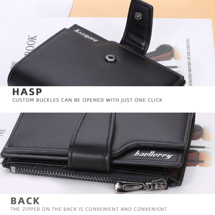 Baellerry N5013 กระเป๋าสตางค์ผู้หญิงทรงครอป มีช่องใส่บัตรหลายช่อง ซิปหัวเข็มขัด กระเป๋าใส่เหรียญ, Purple, Navy Blue, Black, Pink, Jujube Red, Gray Green, Grey, Brown, Dark Pink, Light Blue