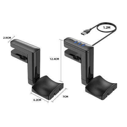 ที่แขวนหูฟังแบบมัลติฟังก์ชั่นชนิดคลิปหนีบ, T9, with HUB, with Type-C