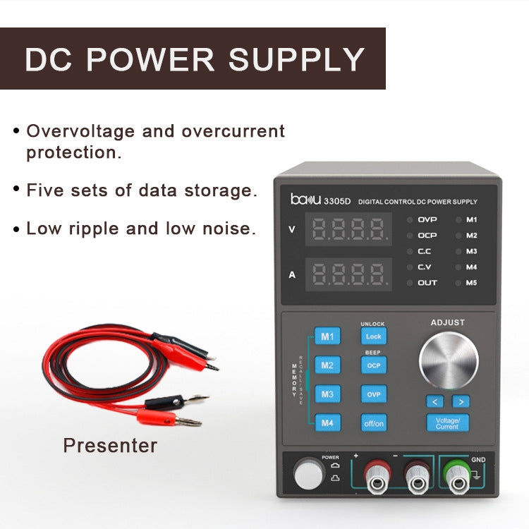 บากู BA-3305D 5A/30V CNC DC พาวเวอร์ซัพพลายสูง, BA-3305D US Plug, BA-3305D EU Plug