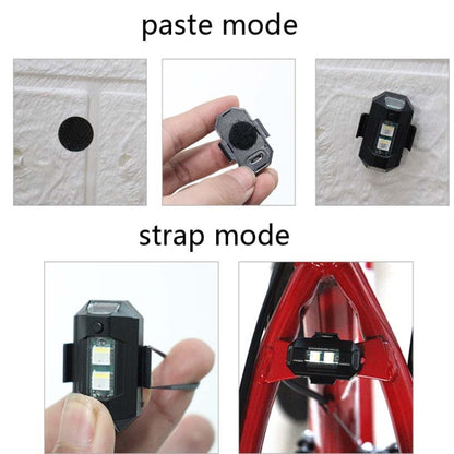 จักรยานไฟเตือนการขี่กลางคืนรถจักรยานยนต์ไฟเครื่องบิน UAV USB ชาร์จไฟกลางคืน, 3 Colors