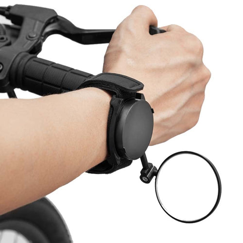 กระจกมองหลังจักรยานพร้อมสายรัดข้อมือ กระจกหมุนได้ 360 องศา, Wristband Rotating Mirror
