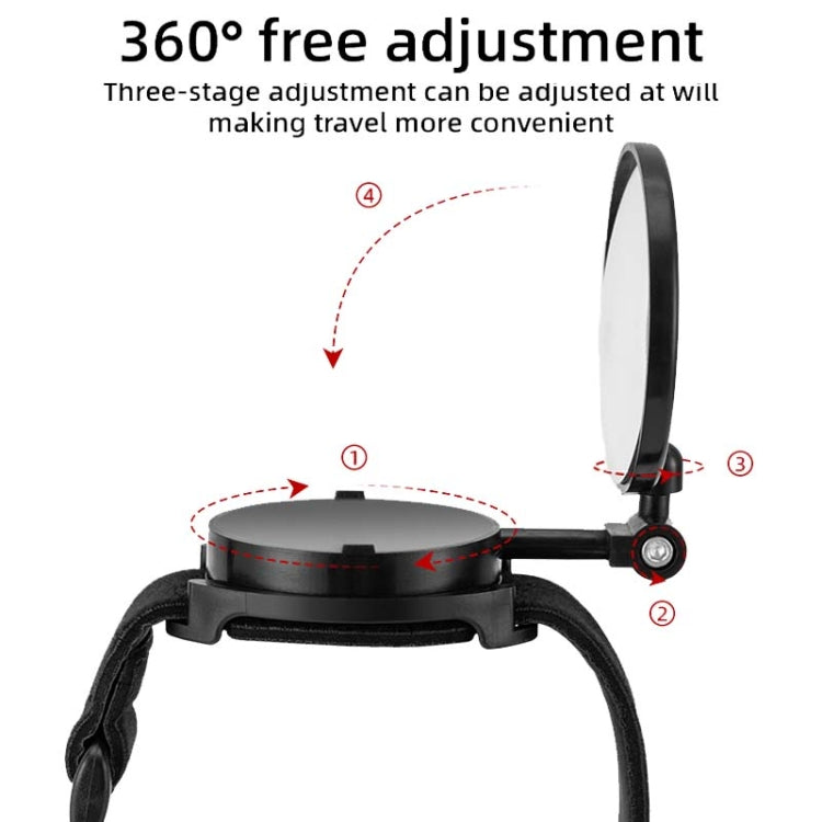 กระจกมองหลังจักรยานพร้อมสายรัดข้อมือ กระจกหมุนได้ 360 องศา, Wristband Rotating Mirror
