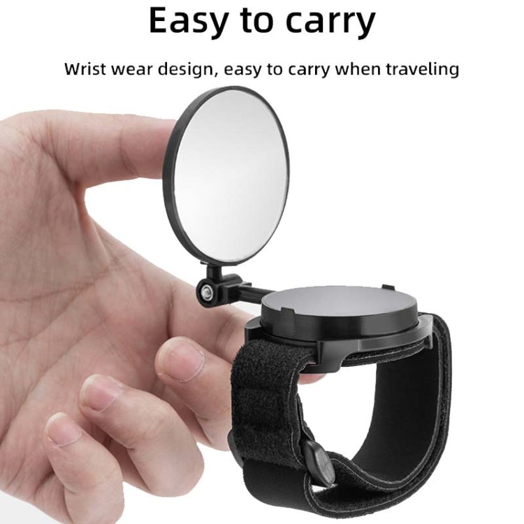 กระจกมองหลังจักรยานพร้อมสายรัดข้อมือ กระจกหมุนได้ 360 องศา, Wristband Rotating Mirror