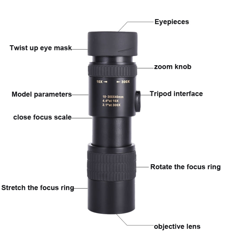 10-300x40 กล้องโทรทรรศน์ตาข้างเดียว HD BAK4 กล้องโทรทรรศน์ปริซึมสไตล์:, Standard