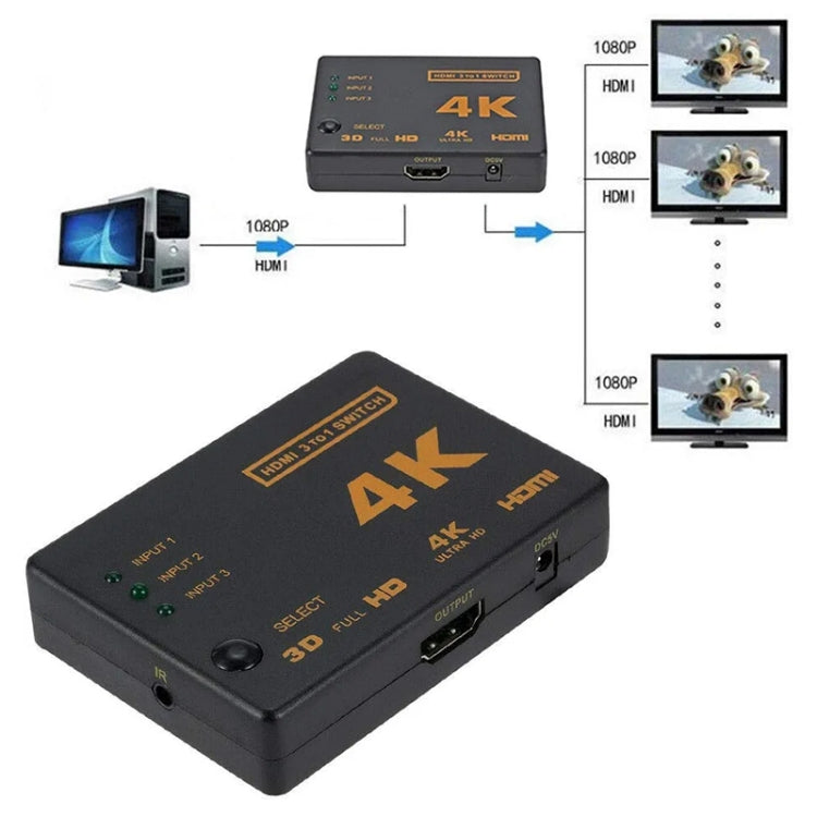 4K 3 เข้า 1 ออก HDMI Switcher พร้อมรีโมทคอนโทรล, 5 PCS/Set