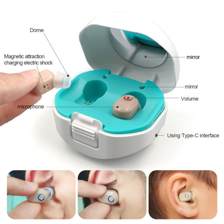เครื่องช่วยฟัง TWS On-Ear Sound Amplifier พร้อมช่องชาร์จ, White, Black, Skin Color