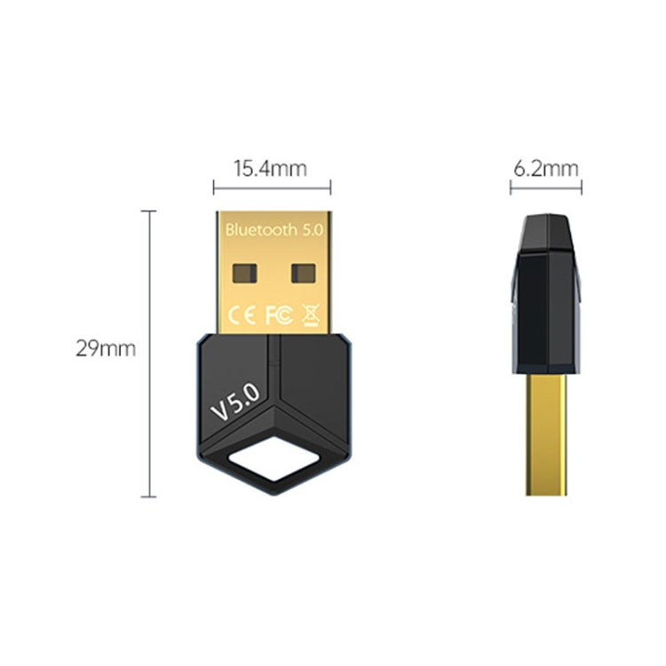 2 PCS USB Bluetooth Adapter 5.0PC คอมพิวเตอร์รับส่งสัญญาณเสียงไร้สาย, สี: ดำ, M25