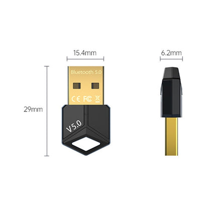 2 PCS USB Bluetooth Adapter 5.0PC คอมพิวเตอร์รับส่งสัญญาณเสียงไร้สาย, สี: ดำ, M25